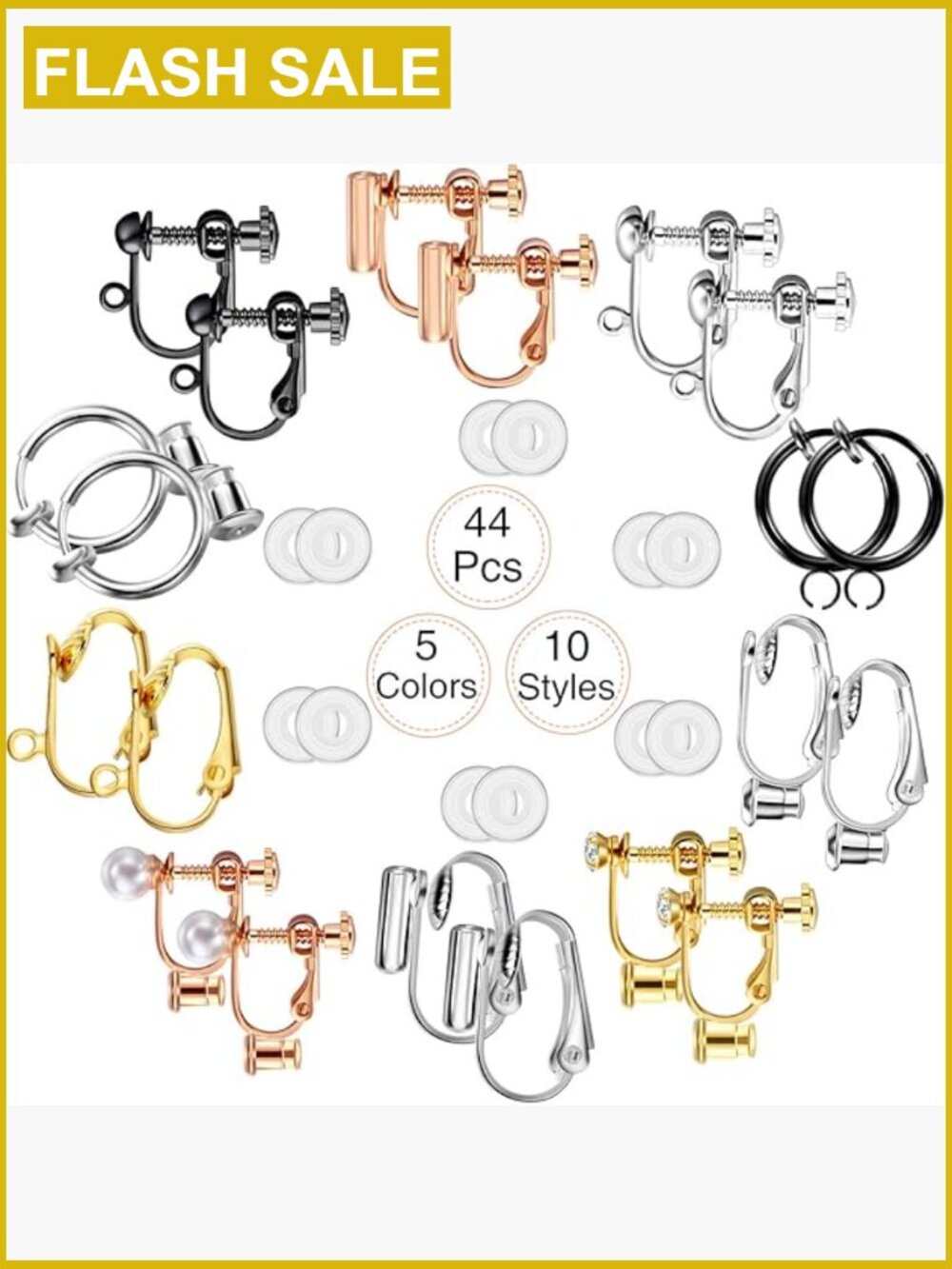 10 Pairs Clip On Earring Converters With Post For Non Pierced Ears Includes 12